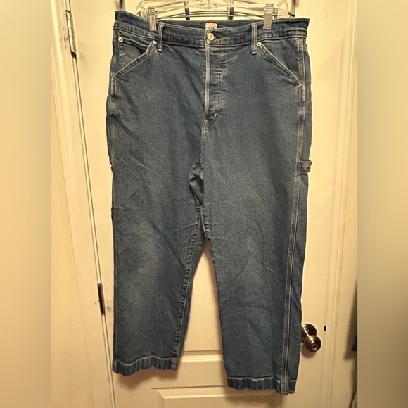GAP Carpenter Pants button fly women’s 16 blue indigo high rise 90’s crop grunge - Picture 2 of 16